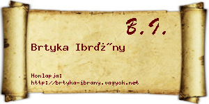 Brtyka Ibrány névjegykártya